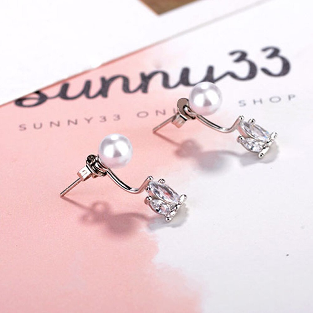 925 Stamp Silver Color Women's Pearl Crown Korean Stud Earrings Wedding Party  Quality Charm Jewelry 2022 GaaBou Jewellery