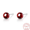 925 Stamp Silver Color Women's Red Crystal Korean Small Stud Earrings Wedding Party  Quality Charm Jewelry 2022 Trend New