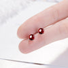925 Stamp Silver Color Women's Red Crystal Korean Small Stud Earrings Wedding Party  Quality Charm Jewelry 2022 Trend New