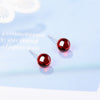 925 Stamp Silver Color Women's Red Crystal Korean Small Stud Earrings Wedding Party  Quality Charm Jewelry 2022 Trend New