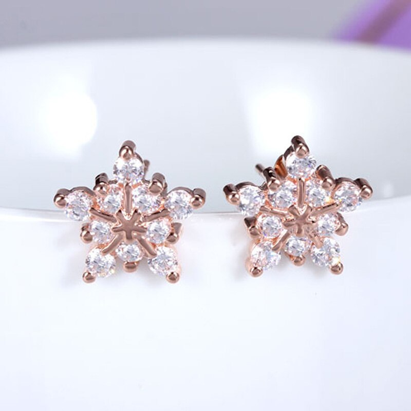 925 Stamp Silver Color Women's Star Stud Earrings Charm Zircon Earrings Wedding Party  Jewelry Female Gift GaaBou