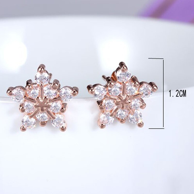 925 Stamp Silver Color Women's Star Stud Earrings Charm Zircon Earrings Wedding Party  Jewelry Female Gift GaaBou