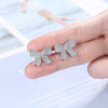 925 Stamp Silver Color Zircon Bowknot Stud Earrings For Women Wedding  Charm Jewelry 2022 Girl Gift