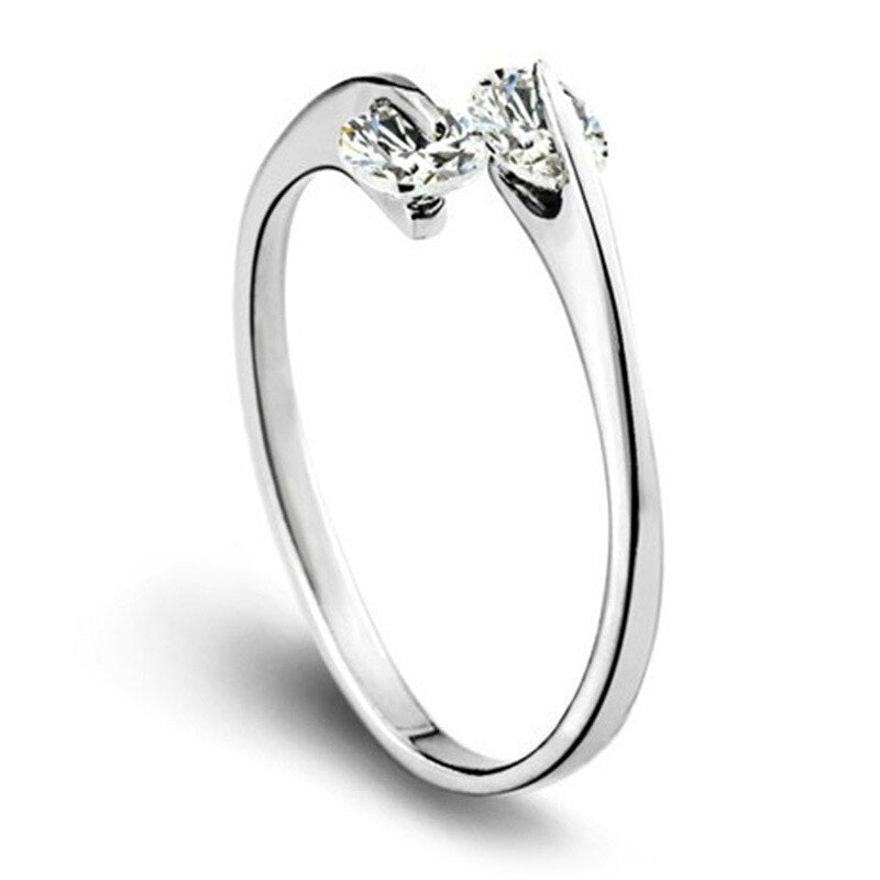 925 Stamp Silver Color Zircon Classics Adjustable Open Finger Rings For Women Girls Wedding Dorpshipping Anelli Party Jewelry
