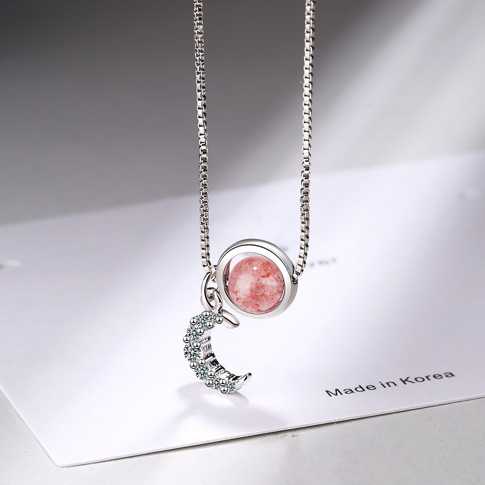 925 Stamp Silver Color Zircon Moon Pendants And Necklaces For Women Crystal Necklace Wedding Party Jewelry Gifts