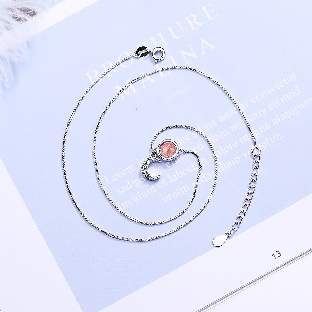 925 Stamp Silver Color Zircon Moon Pendants And Necklaces For Women Crystal Necklace Wedding Party Jewelry Gifts