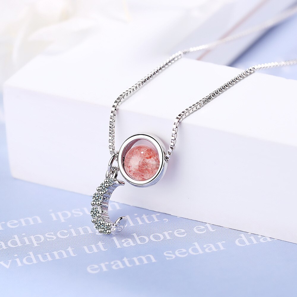 925 Stamp Silver Color Zircon Moon Pendants And Necklaces For Women Crystal Necklace Wedding Party Jewelry Gifts