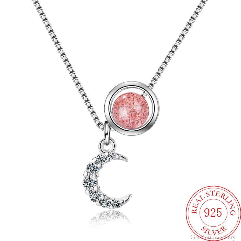 925 Stamp Silver Color Zircon Moon Pendants And Necklaces For Women Crystal Necklace Wedding Party Jewelry Gifts