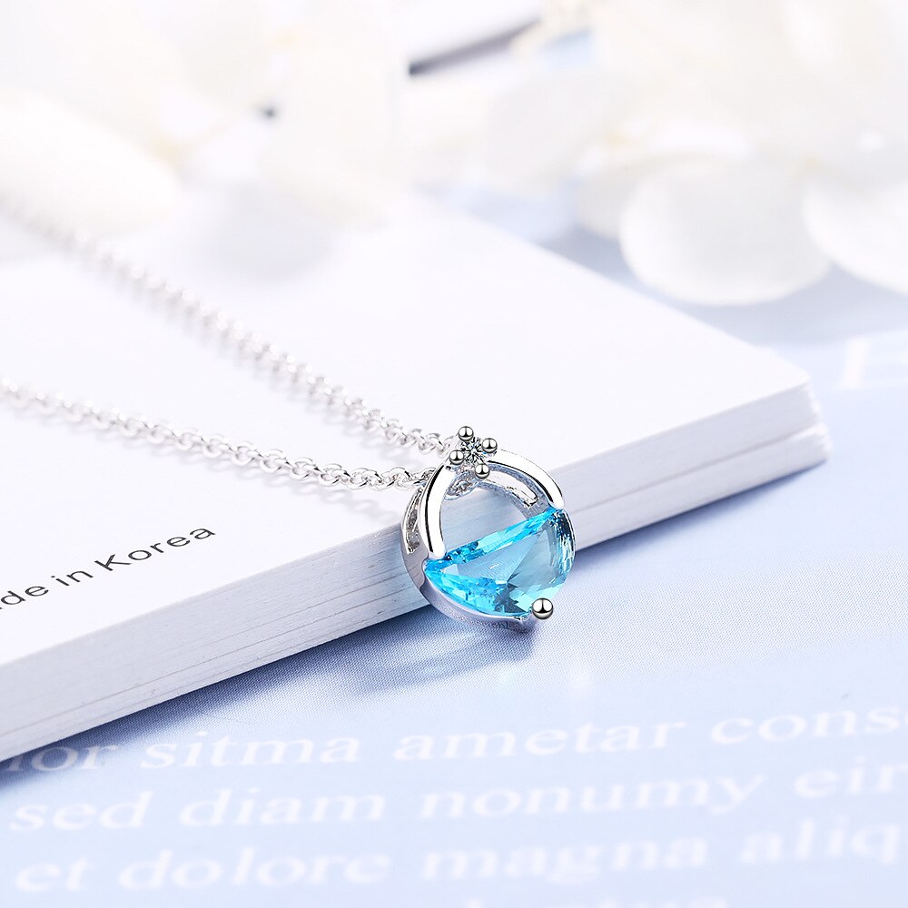 925 Stamp Silver Color Zircon Semi-Circle Pendants And Necklaces For Women Wedding Party Female Jewelry  GaaBou