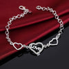 925 Stamp Silver Color heart LOVE Girl Bracelets Geometry Chain Line Party Retro Women's Jewelry Valentine's Gifts Christmas