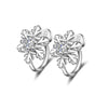 925 Stamp Silver ColorSnowflake Earrings Female Zircon Hoop Earrings For Girls Wedding Engagement Jewelry Gift