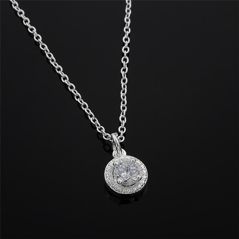 925 Stamped Silver beautiful  crystal diamond Pendant Necklace For Women fine Holiday gifts Wedding party Jewelry