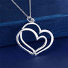 925 Stamped Silver romantic Double Heart Pendant necklace for women streetwear Jewelry Wedding party Holiday gifts