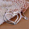 925 Stamped Silver romantic Double Heart Pendant necklace for women streetwear Jewelry Wedding party Holiday gifts