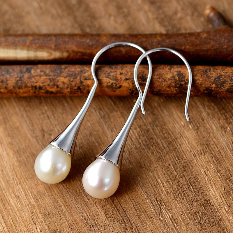 925 Sterling SIlver Drop Earring Long Hook Earrings For Women Smooth Simple High Polish Elegant Fashion Accessorie