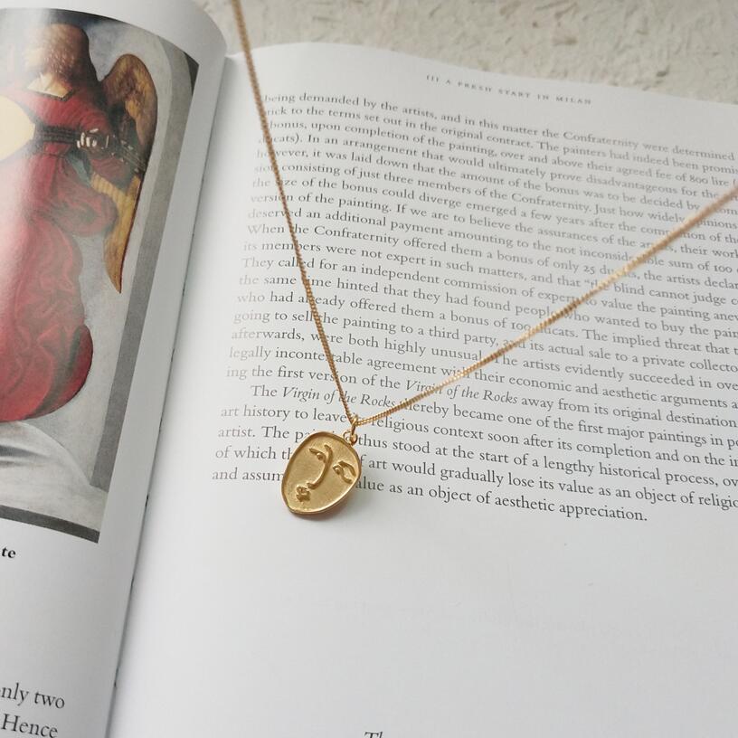 925 Sterling Silver Abstract Face Pendants Necklaces Portrait Gold Color Wild Face Necklace For Women Jewelry For Charms 2020