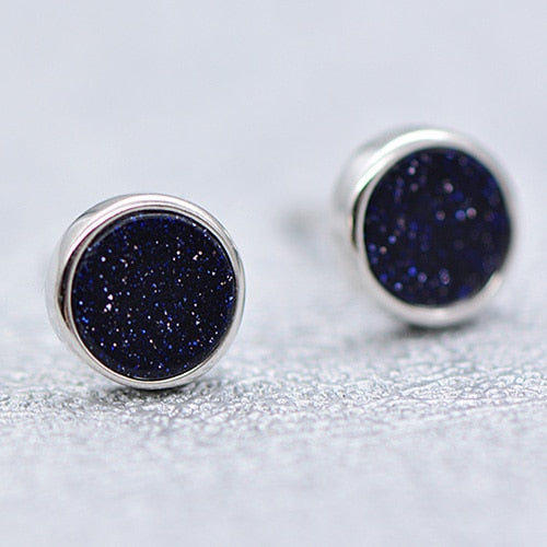 925 Sterling Silver Agate Stud Earrings For Women Jewelry Square Round Heart Retro Fine Jewery Unisex Accessories Brincos Men