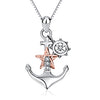 925 Sterling Silver Anchor Star Paddle Pendants Necklaces Crystal CZ Fashion New Jewelry For Women