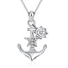 925 Sterling Silver Anchor Star Paddle Pendants Necklaces Crystal CZ Fashion New Jewelry For Women