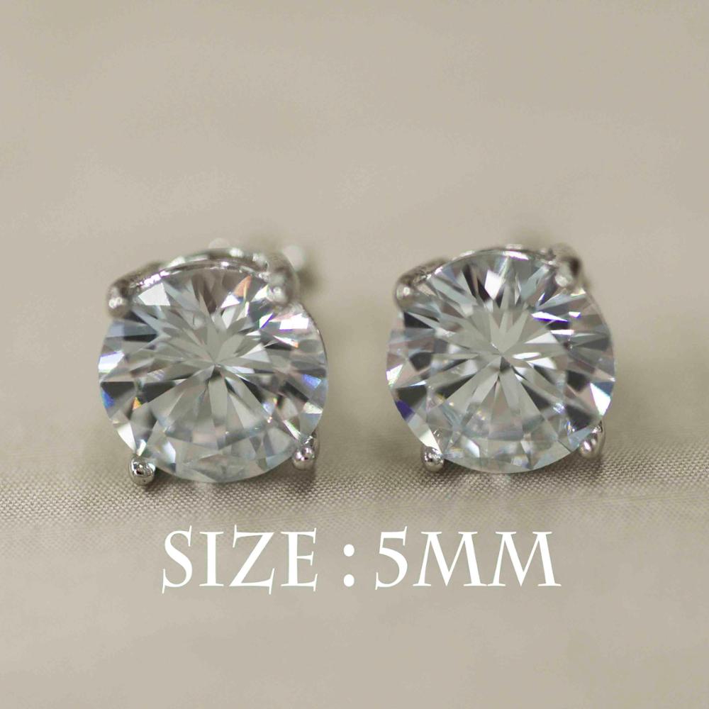 925 Sterling Silver Big Crystal Round Stud Earrings For Women Wedding Gift with AAA CZ Stone Fashion Earring Classic Jewelry