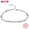 925 Sterling Silver Box Chain Beaded Bracelets For Women Simple Style Female Prevent Allergy Sterling-Silver-Jewelry