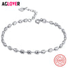925 Sterling Silver Box Chain Beaded Bracelets For Women Simple Style Female Prevent Allergy Sterling-Silver-Jewelry