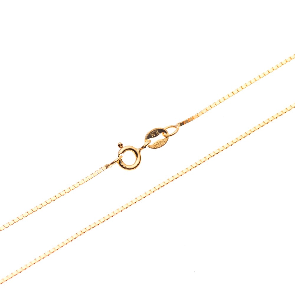 925 Sterling Silver Box Chain Necklace for Pendant - 18 kt Gold Over Italian Fashion Jewelry w/ Spring Clasp, 1mm Wide, 16-30