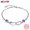925 Sterling Silver Bracelet Heart Charm Woman Bracelet AAA Crystal Silver Female Jewelry