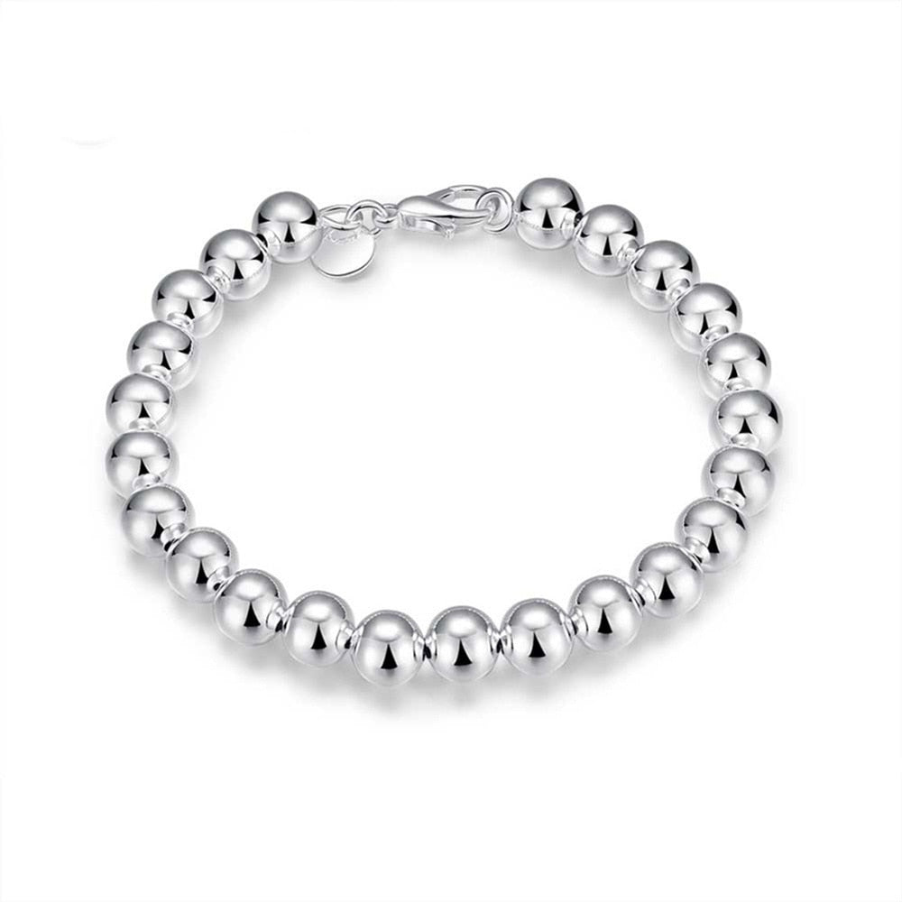 925 Sterling Silver Bracelet Korean Fashion 8MM Beads Shape Hand Jewelry for Women Fine Jewelry American and European Style