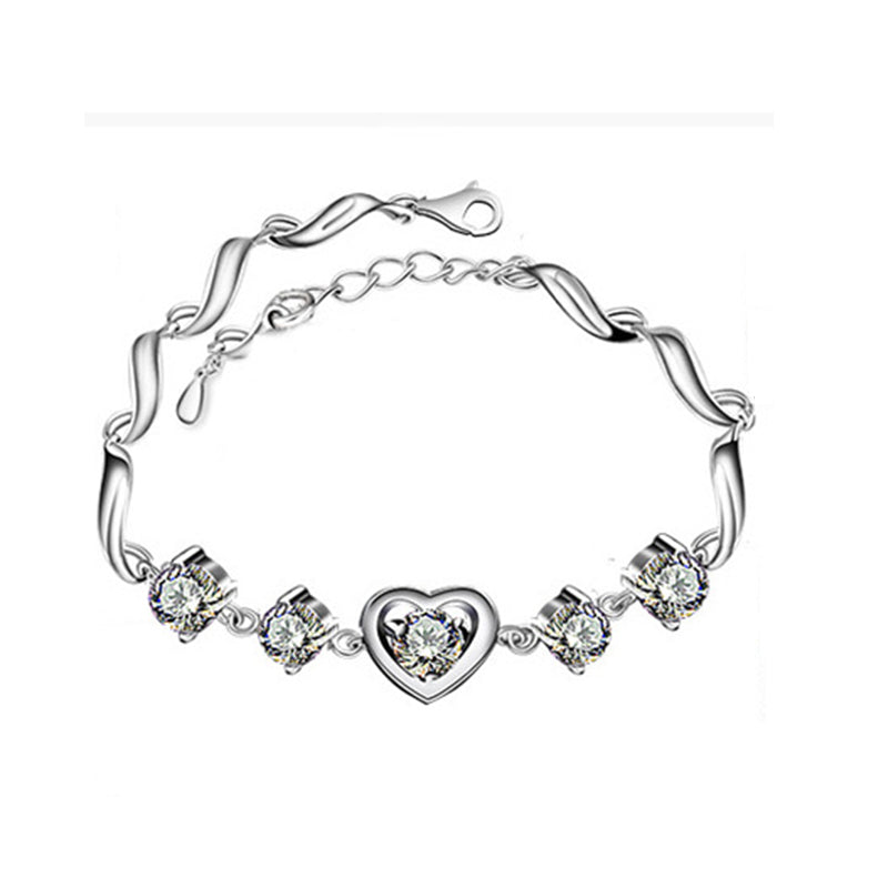 925 Sterling Silver Bracelet Korean Style Bracelets For Women 3A Zircon Heart Pattern Romantic Bracelets & Bangles For Lover
