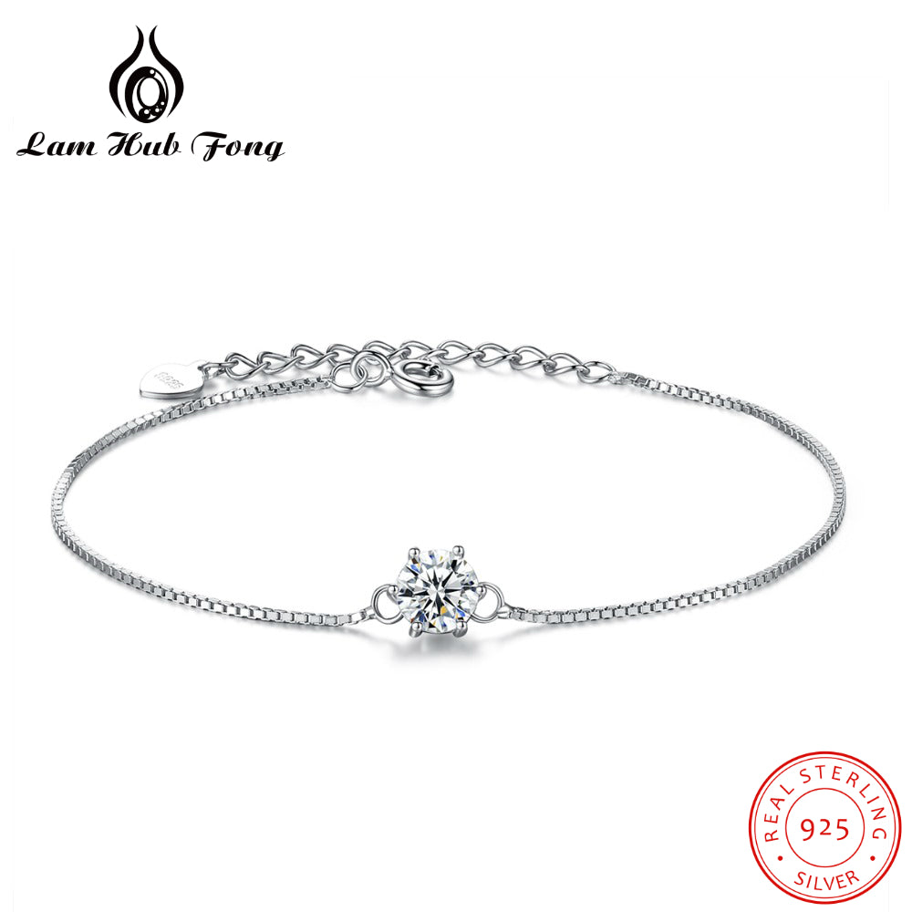 925 Sterling Silver Bracelet for Women Six Claws Classic Zircon Sparkling Strand Bracelet Chain Bracelets Party Luxury Jewelry