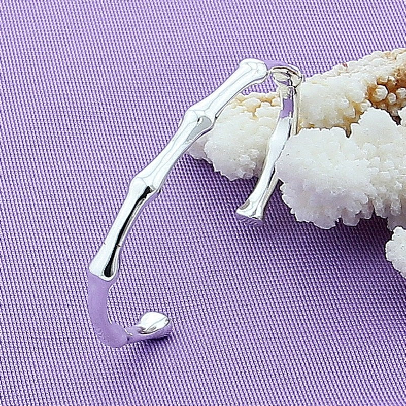 925 Sterling Silver Bracelets Bangles Women High Quality Open Bamboo Silver Charm Bracelet Bangles Fine Jewelry