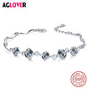 925 Sterling Silver Bracelets Elegant Simple Design Round Cut Cubic Zircon Bracelet Charming Bangle for Women Wedding