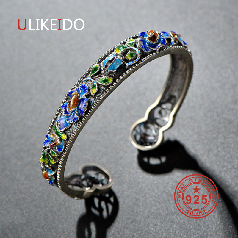 925 Sterling Silver Bracelets Ethnic Hand Chain For Women Jewelry Charm Bracelets P2006