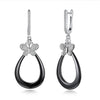 925 Sterling Silver Butterfly Zircon Water Drops Shape Ceramic Dangle Earrings Women Fashion Fine Jewelry for Daily Wear