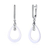 925 Sterling Silver Ceramic Women Eardrops Simple Water Drops Shape Earrings With Zircon Decoration For Female