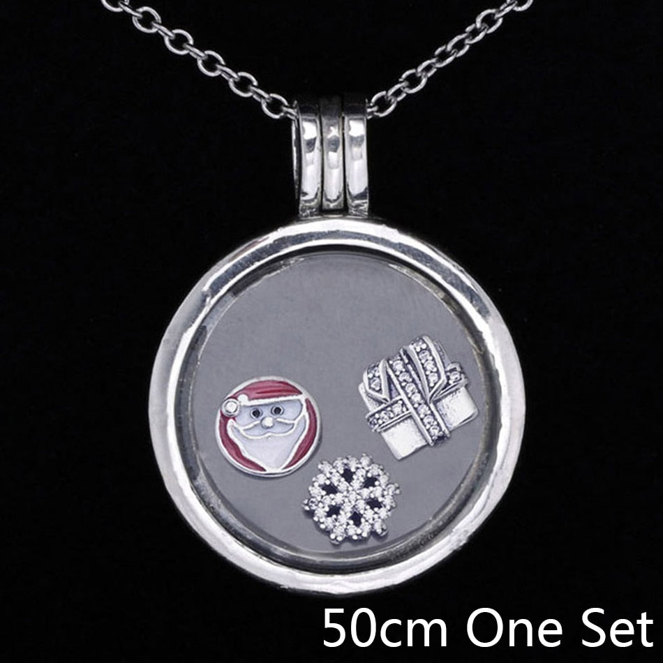925-Sterling-Silver-Christmas-Wonder-Petite-Charm-Pack-Locket-Necklace-For-Women-Wedding-Gift-fit-Lady