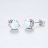 925 Sterling Silver Crown Stud Earrings Created White/Green/Blue Fire Opal Earrings for Women Fine Jewelry Valentine's D Gift
