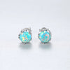 925 Sterling Silver Crown Stud Earrings Created White/Green/Blue Fire Opal Earrings for Women Fine Jewelry Valentine's D Gift
