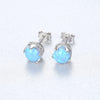925 Sterling Silver Crown Stud Earrings Created White/Green/Blue Fire Opal Earrings for Women Fine Jewelry Valentine's D Gift