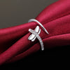 925 Sterling Silver Crystal elegant dragonfly Ring For Women 18k gold Wedding Party Gift Street all-match jewelry