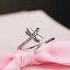 925 Sterling Silver Crystal elegant dragonfly Ring For Women 18k gold Wedding Party Gift Street all-match jewelry