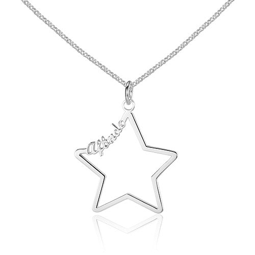925 Sterling Silver Customized Name 3 Color Hollow Star Personalized Necklace Best Birthd Gift for Women (NE101583)