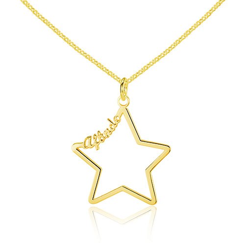 925 Sterling Silver Customized Name 3 Color Hollow Star Personalized Necklace Best Birthd Gift for Women (NE101583)