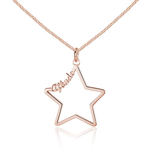 925 Sterling Silver Customized Name 3 Color Hollow Star Personalized Necklace Best Birthd Gift for Women (NE101583)