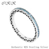 925 Sterling Silver Cut-out Radiant Hearts Rings for Women Jewelry With Air Blue Enamel & Sky Blue Spinel SR100F