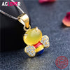 925 Sterling Silver Cute Bees Necklaces Pendants For Women High Quality Colorful Crystal Zircon Lady Sterling Silver Jewelry
