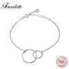 925 Sterling Silver Double Round Circle Bracelets For Women Original Simple Style Lady Gift Hypoallergic Jewelry ZK30
