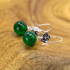 925 Sterling Silver Earrings For Women Jewelry Natural Stone Gem Garnet Vintage Flower 10mm Big Jade Long Drop Earrings SE02
