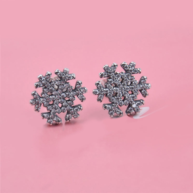 925 Sterling Silver Earrings Infinite love Wing Snowflake Flower Butterfly Stud Earrings For Women Brincos Christmas Gift